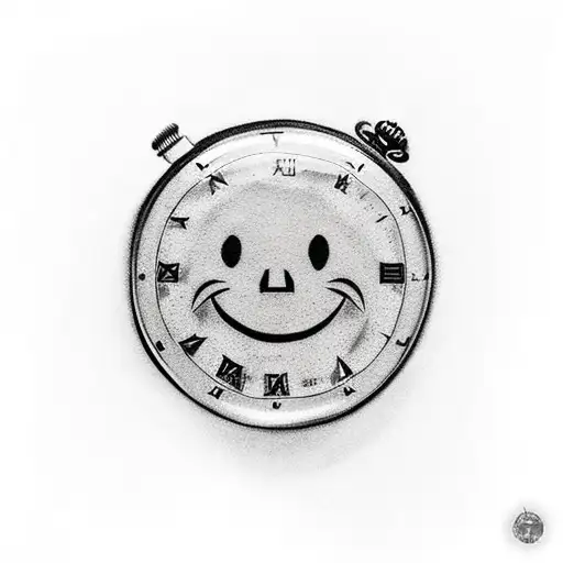 Pocket Watch, smiley face tattoo design idea