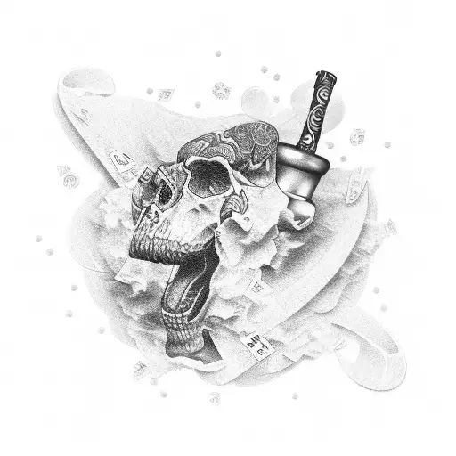 Gambling, alcohol and cocaine tattoo design idea