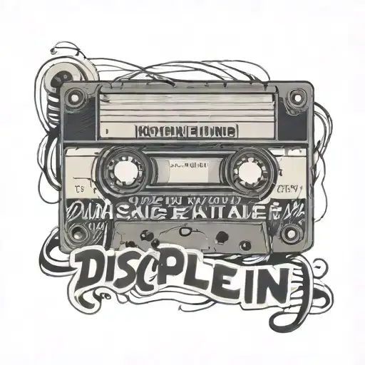 Cassette Tape with text disciplin a kitchme tattoo design idea