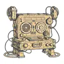 DJ console with headphones in the interior of planet earth tattoo design idea