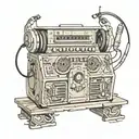 DJ console with headphones in the interior of planet earth tattoo design idea