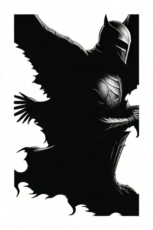 Dark winged knight without a face tattoo design idea