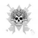 Aztec emperor headdress, sugar skull head tattoo design idea