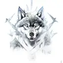 Game of thrones stark wolf with winterfell castle surounding  tattoo design idea