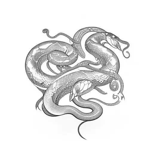 snake with lotus tattoo design idea