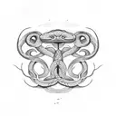 snake with lotus tattoo design idea