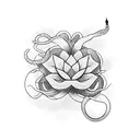 snake with lotus tattoo design idea