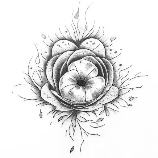 Blackwork "Dying Flowers Growing Out Of The Ground" Tattoo Idea