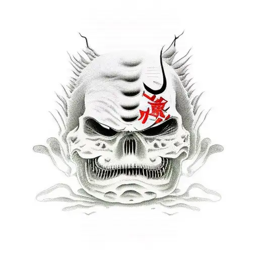scary and vile with a reference to Japanese culture tattoo design idea