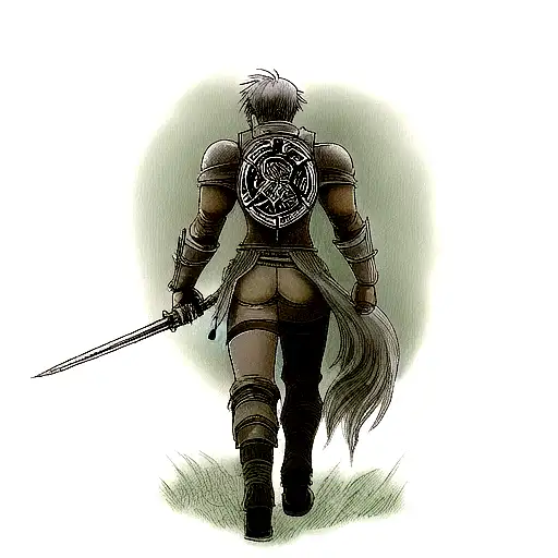 full back tattoo with references to such anime: gate of stein, tora dora, SAO, fullmetal alchemist, berserker tattoo design idea