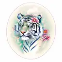 tiger with jasmine flowers  tattoo design idea