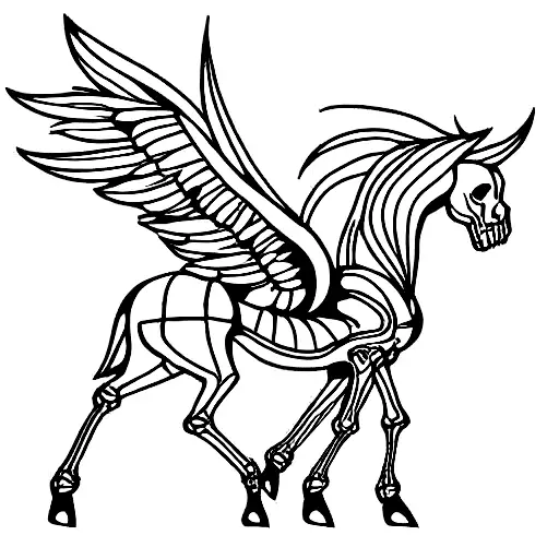 skeleton pegasus tattoo design idea