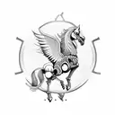 skeleton pegasus tattoo design idea
