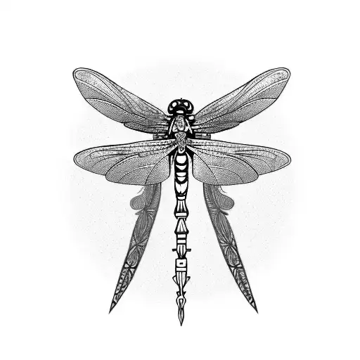 mechanical fantasy Dragonfly, fine china patterns tattoo design idea