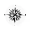 A compass rose intertwined with delicate floral patterns tattoo design idea