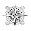 A compass rose intertwined with delicate floral patterns tattoo design idea