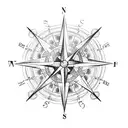 A compass rose intertwined with delicate floral patterns tattoo design idea