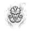 A dotwork tattoo inspired by the God of War video game with a philosophical quote incorporated tattoo design idea