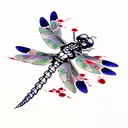 Dragonfly, blood, pain, skeleton ink splatter tattoo design idea