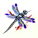 Dragonfly, blood, pain, skeleton ink splatter tattoo design idea