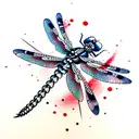 Dragonfly, blood, pain, skeleton ink splatter tattoo design idea