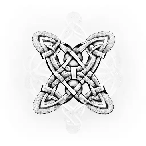 tech style, celtic heart knot made out of rope tattoo design idea