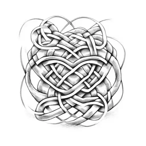 celtic heart knot made out of rope, circuit  and wires tattoo design idea