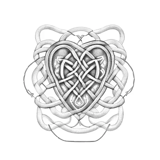celtic heart made out of rope, circuit and wires tattoo design idea