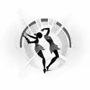 A dancer silhouette breaking through a wall of soundwaves tattoo design idea