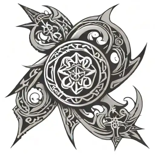 neo tribal cyber sigilism tattoo design idea