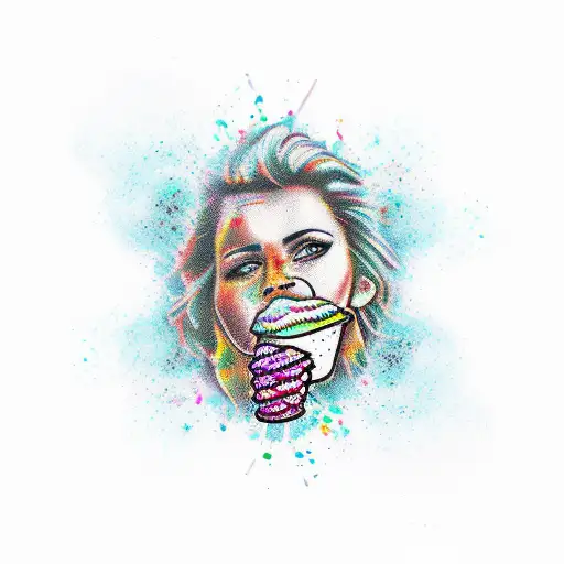  ice cream graffiti tattoo design idea