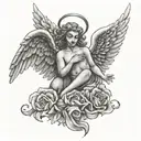 angel and number 246 tattoo design idea