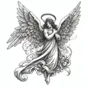 angel and number 246 tattoo design idea