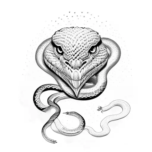 A text that says schlägertrupp with a snake fighting an eagle tattoo design idea