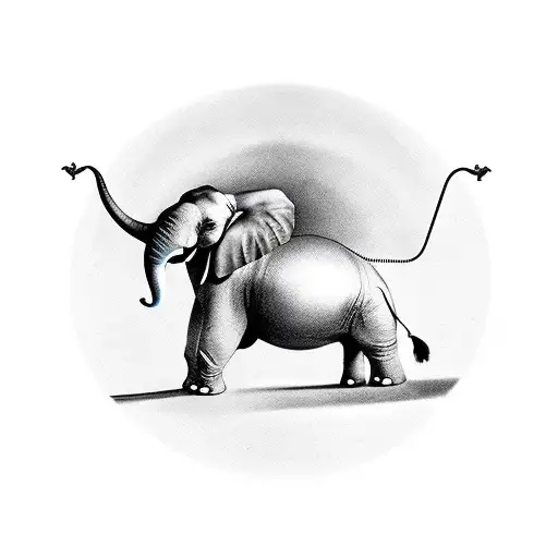 a dali's elephant balancing on a circus ball tattoo design idea