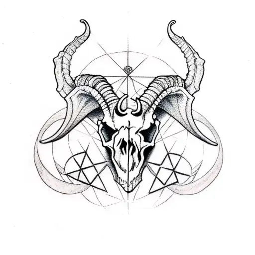 decaying Goat Skull Pentagram tattoo design idea