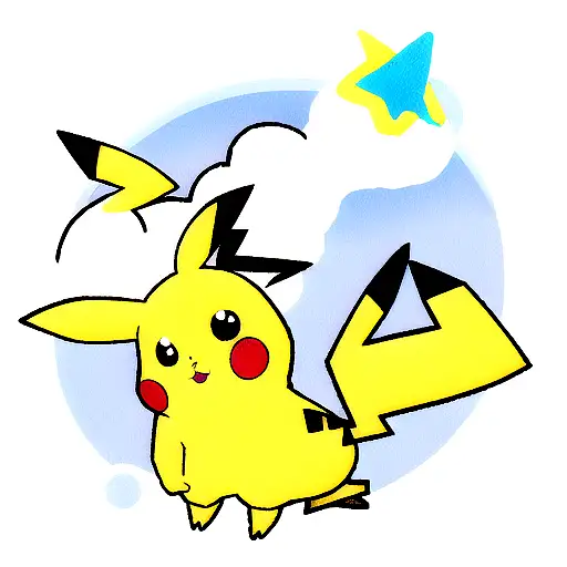 Pikachu nuvem voadora esfera de 4 estrelas tattoo design idea