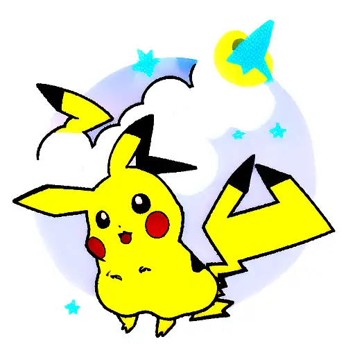 Pikachu nuvem voadora esfera de 4 estrelas tattoo design idea