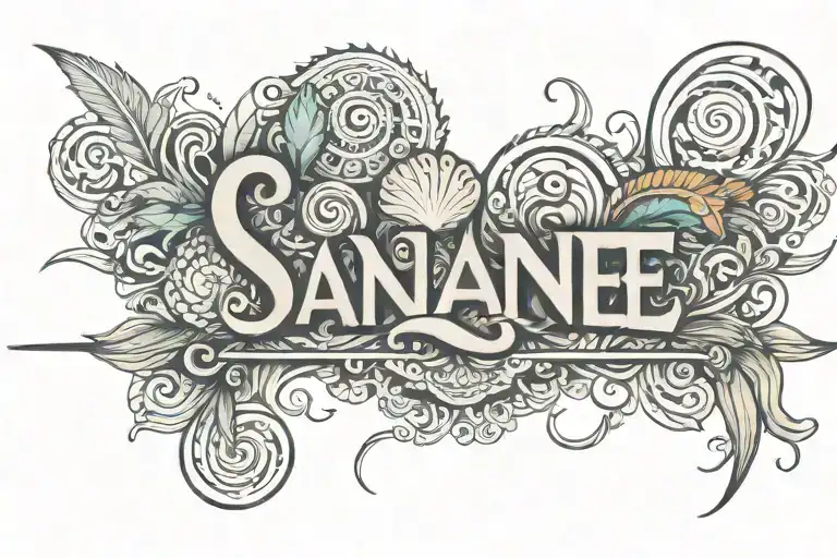 word "Sané" with a cute typography tattoo design idea