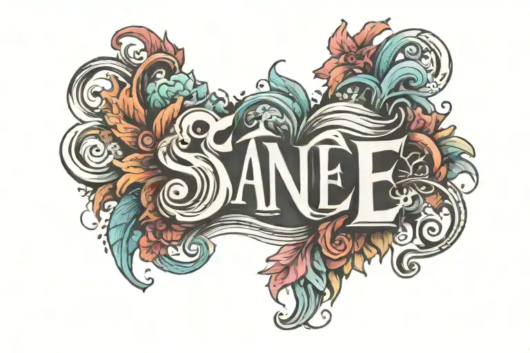 word "Sané" with a cute typography tattoo design idea