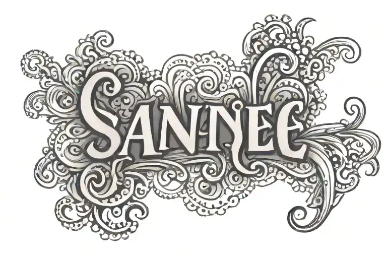 word "Sané" with a cute typography tattoo design idea