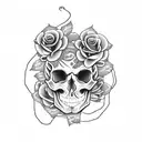 skull with roses and snake tattoo design idea