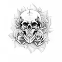 skull with roses and snake tattoo design idea