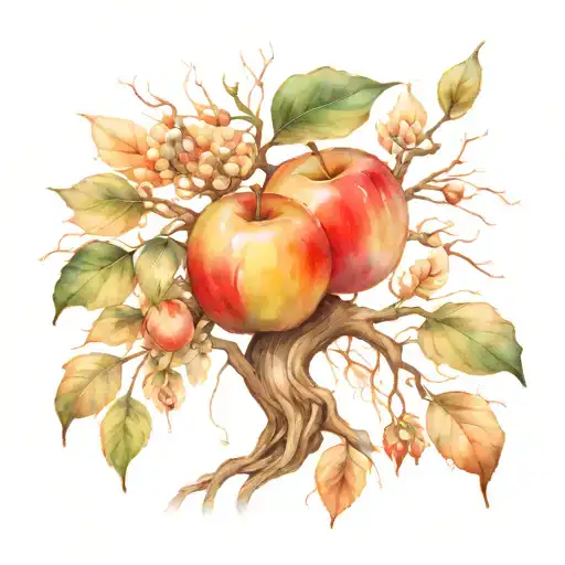 apple tree roots tattoo design idea