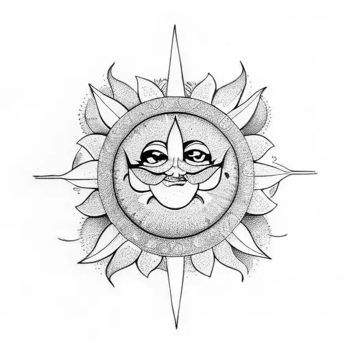 symmetrical sun tattoo design idea