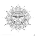 symmetrical unique geometric sun tattoo design idea