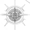 symmetrical unique geometric sun tattoo design idea