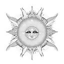 symmetrical unique geometric sun tattoo design idea