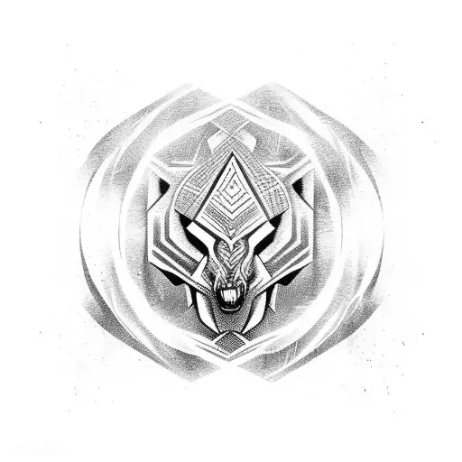 abstract strong and alpha tattoo design idea