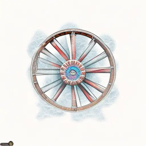 old western wagon wheel tattoo design idea